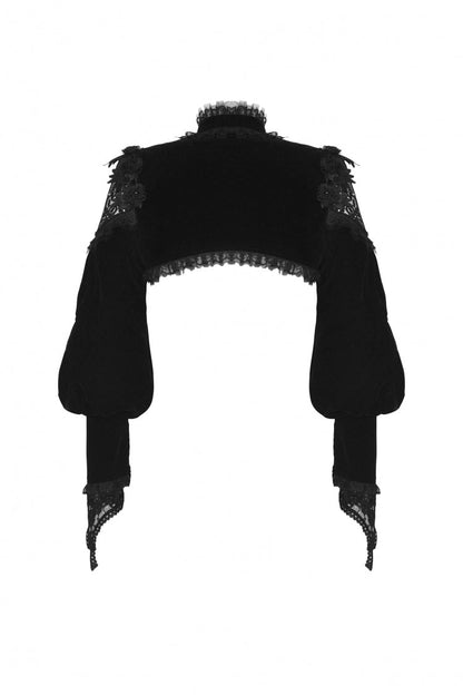 Black Long Lantern Sleeves Lace Spliced Velvet Women's Gothic Cape