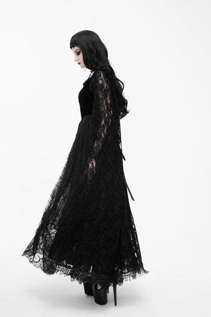 Black Feather And Flowers Off Collar Sexy Long Velvet Womens Gothic Dress With Lace Shawl