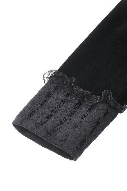 Black Long Sleeves Lace Women's Gothic Velvet Short Dress