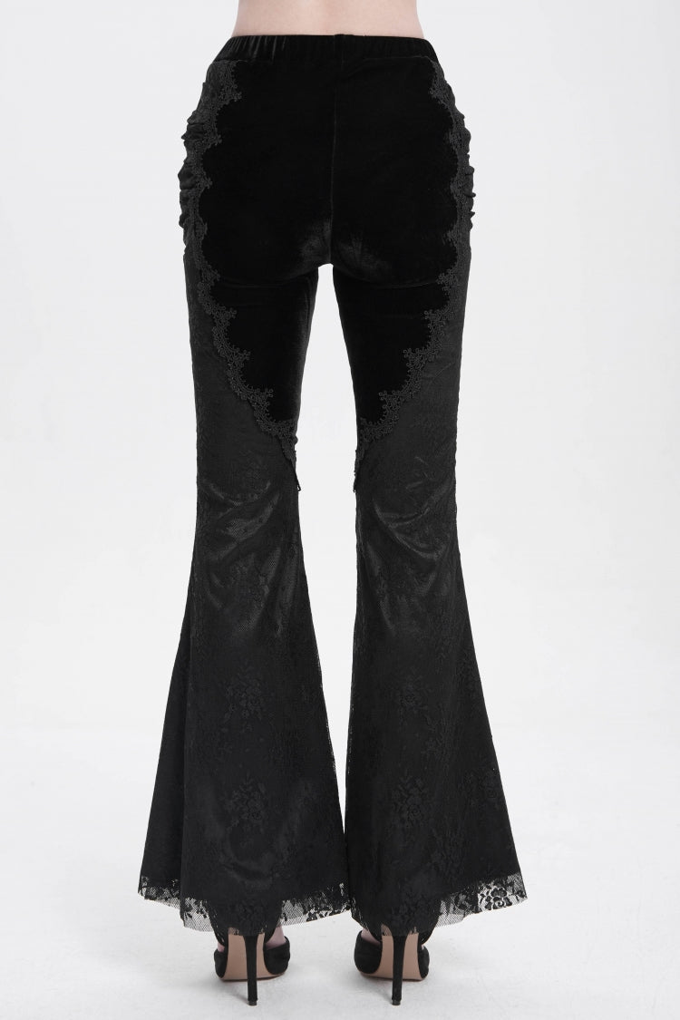 Black Floral Embroidery Stitching Lace Women's Gothic Pants