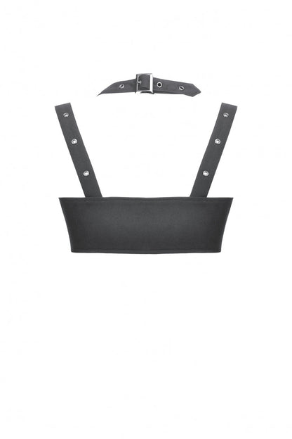 Black Halterneck Buckled Women's Punk Utility Vest
