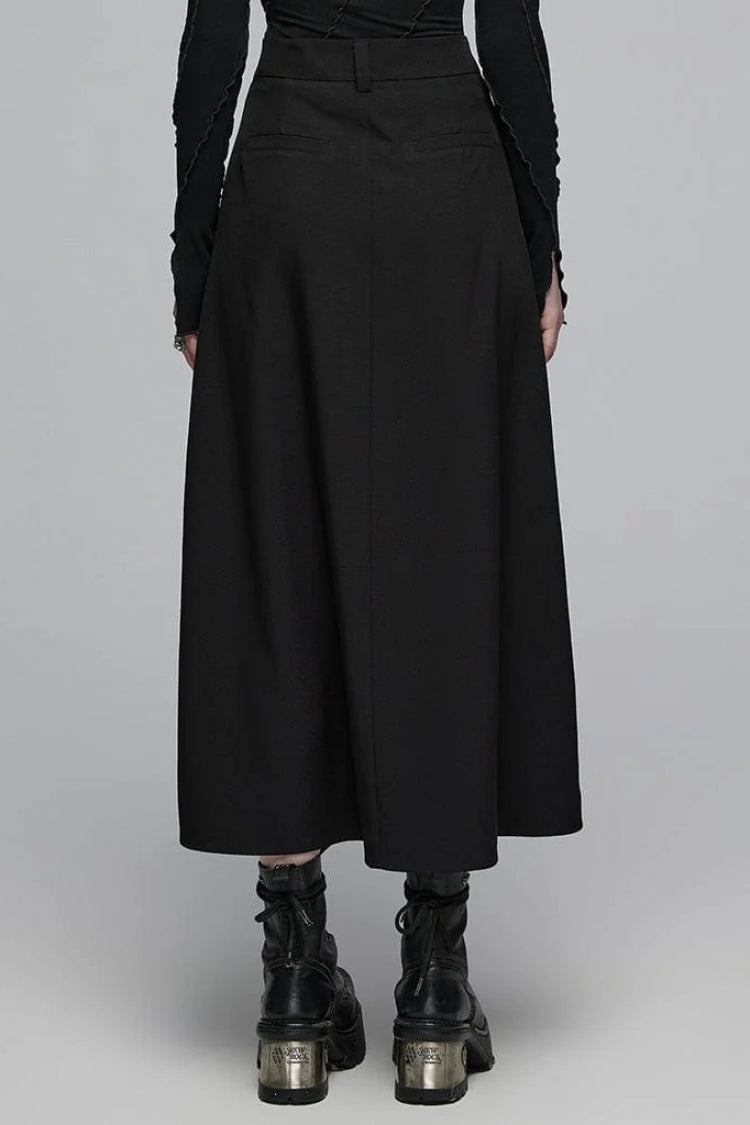 Black Irregular Ruched Women's Gothic Skirt