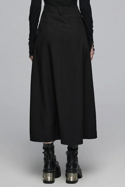 Black Irregular Ruched Women's Gothic Skirt