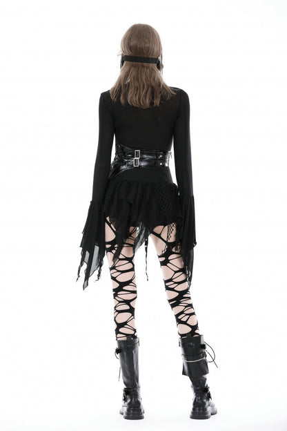 Black High Waisted Irregular Women's Punk Super Mini Skirt