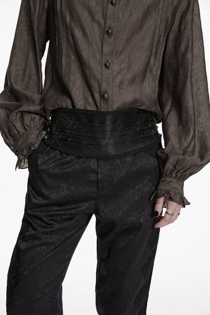 Black Embroidered Pleated Men's Gothic Accessory