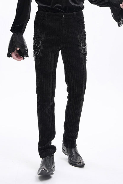 Black Chain Crochet Print Men's Gothic Pants