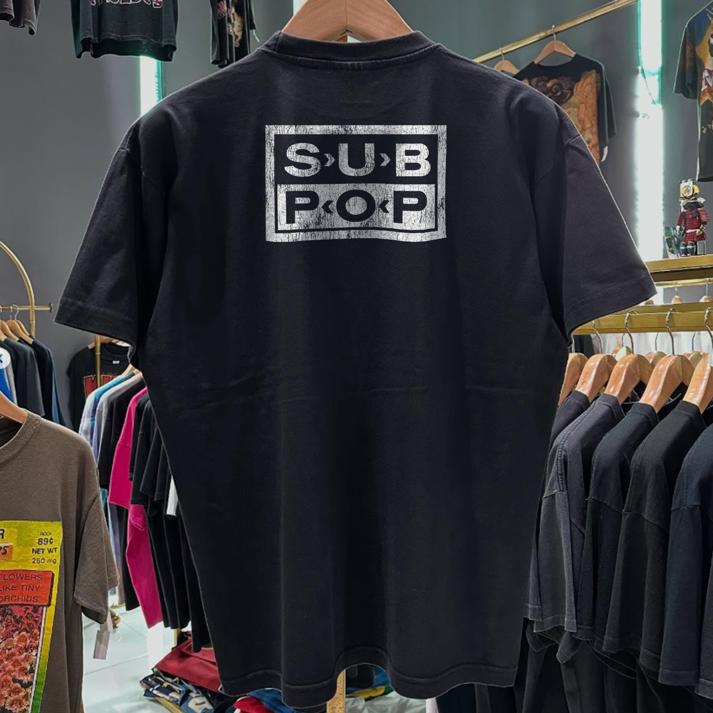 90s Loser 'Sub-Pop' Rare Washed Black T-Shirt