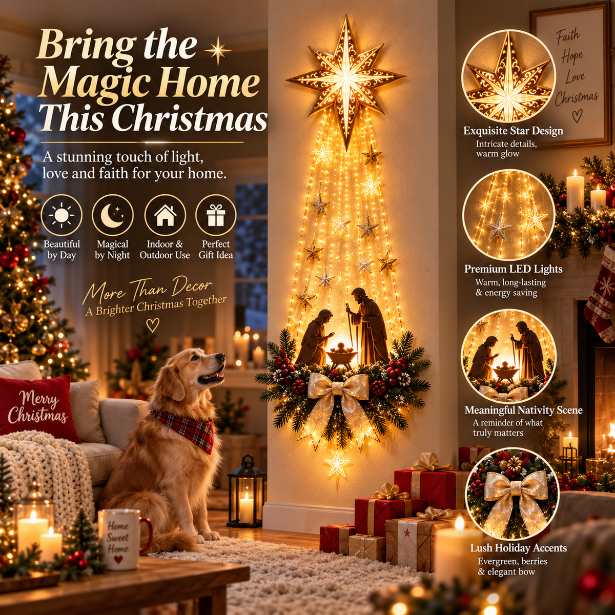 🎄 FINAL HOURS — SAVE 49% TODAY! 🎄 🌟 Bethlehem Star of Hope™ – Illuminated Nativity Wall Décor ✨