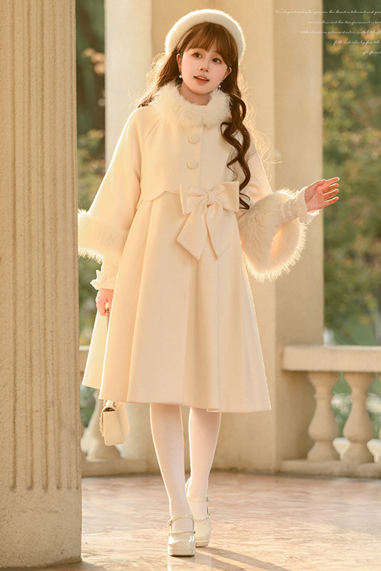 Apricot Long Sleeves Bowknot Sweet Princess Lolita Long Coat