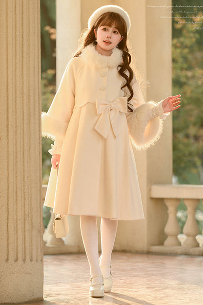 Apricot Long Sleeves Bowknot Sweet Princess Lolita Long Coat