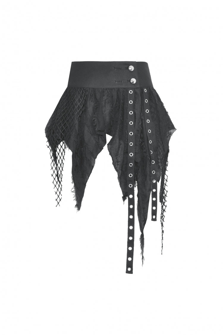 Black High Waisted Irregular Women's Punk Super Mini Skirt