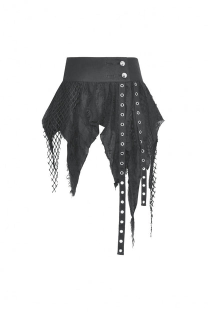 Black High Waisted Irregular Women's Punk Super Mini Skirt