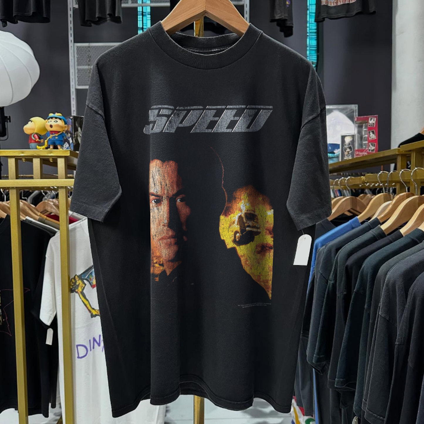 90s Speed Movie Promo Rare Washed Black T-Shirt