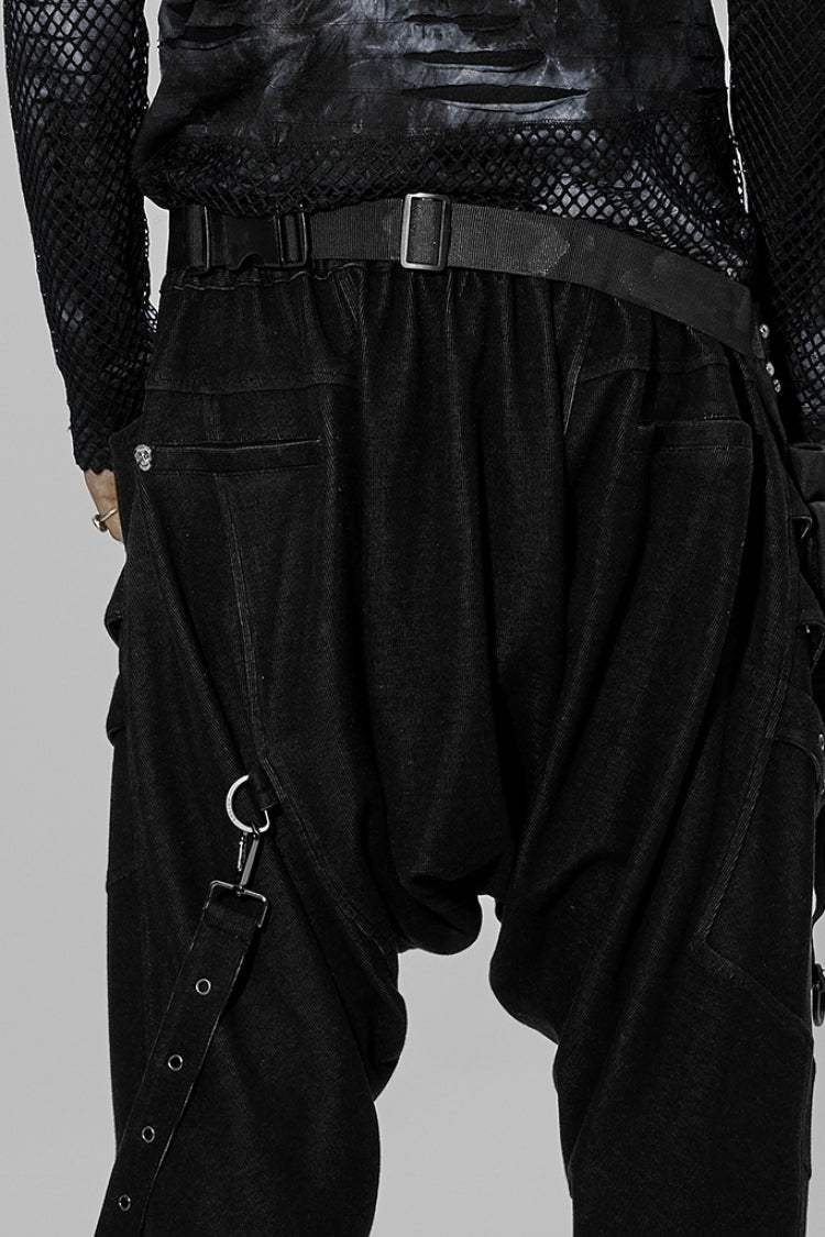 Black Adjustable Skull Rivets Men's Steampunk Waist Bag