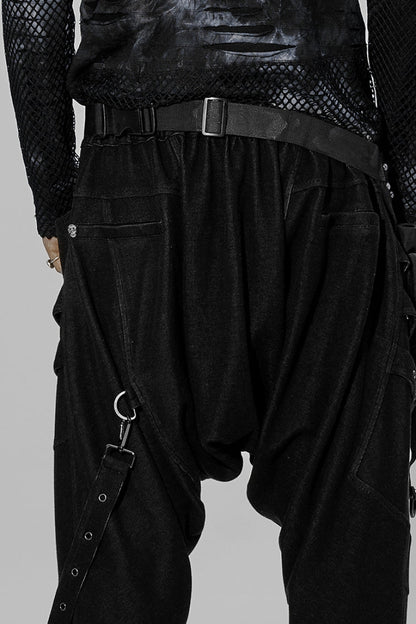 Black Adjustable Skull Rivets Men's Steampunk Waist Bag