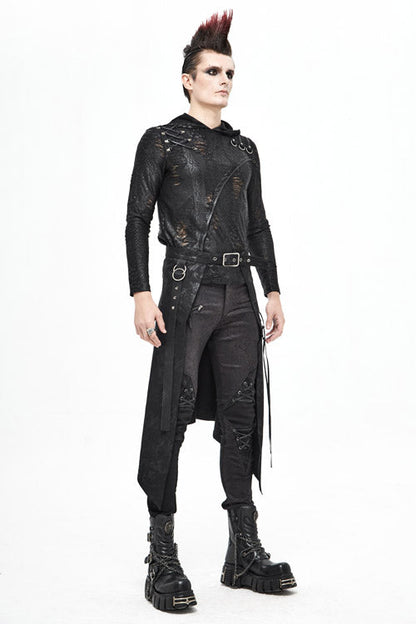 Black Mist Floral Print Mens Punk Short Kilts