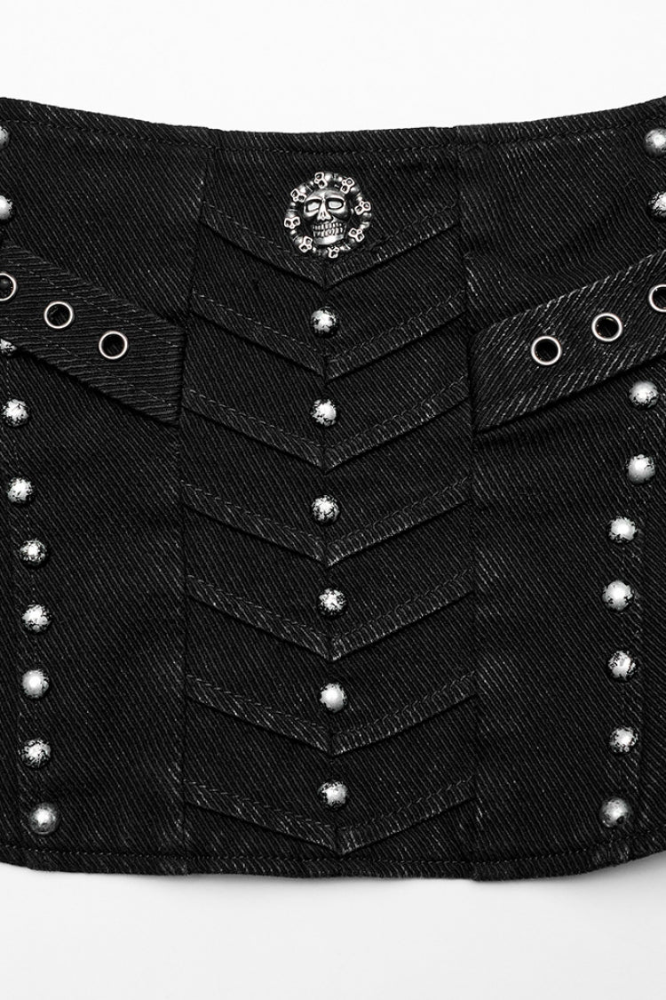 Black Lace-Up Metal Skull Doomsday Women's Gothic Corset