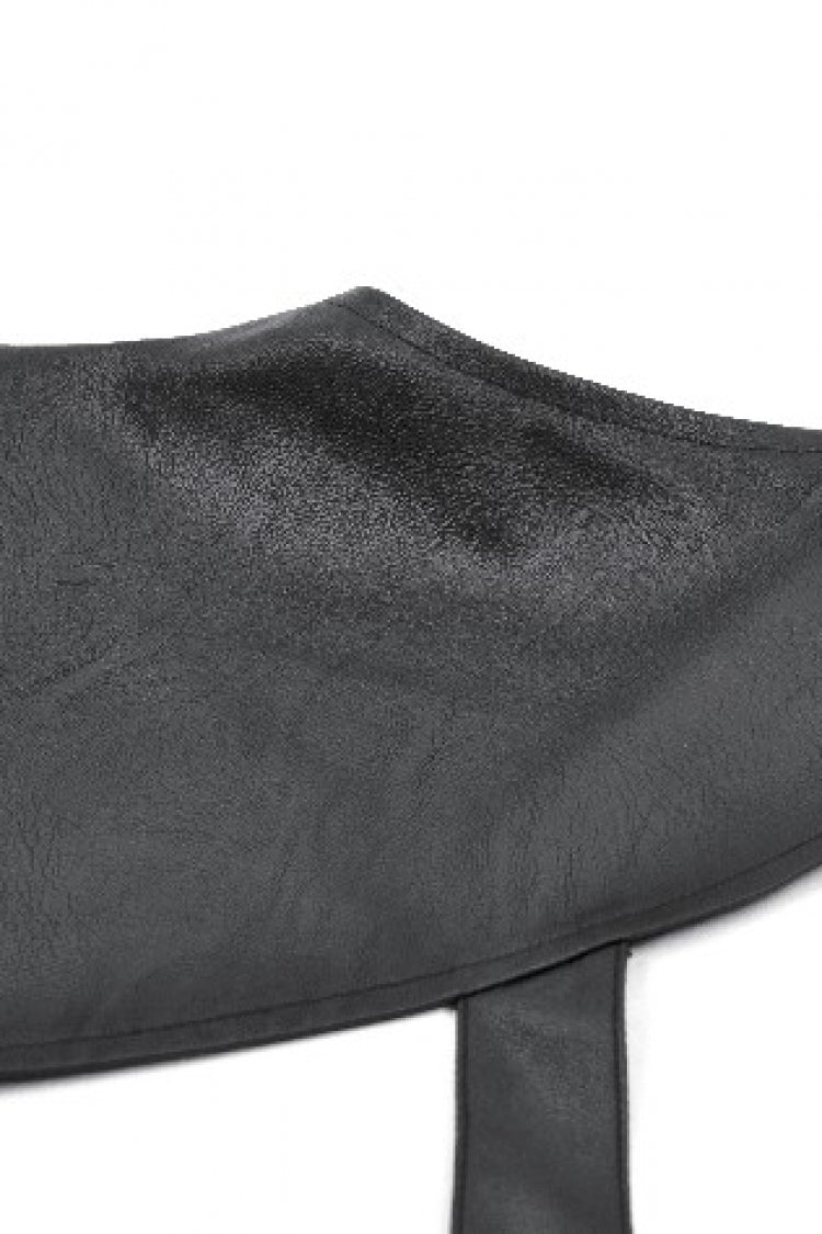 Black Cut-Out Asymmetric Buckled Zippered Women's Punk Cape