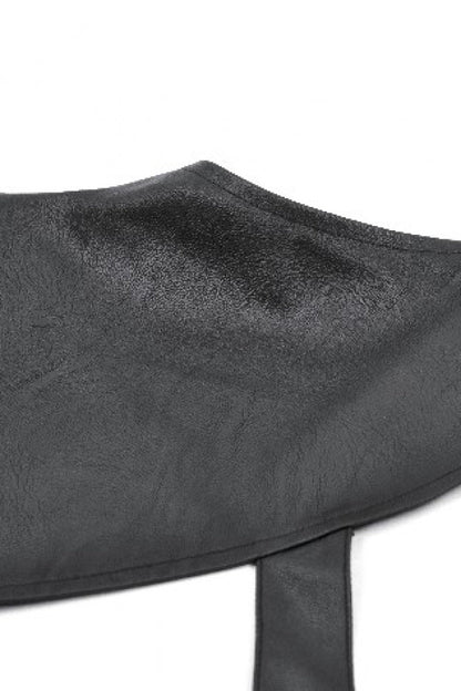 Black Cut-Out Asymmetric Buckled Zippered Women's Punk Cape