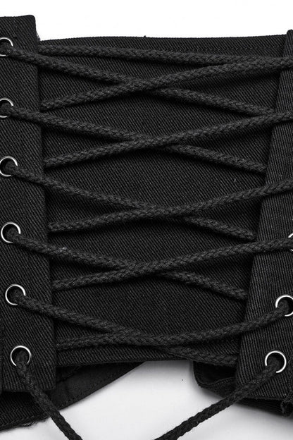 Black Interlaced Lace-Up Buckle Women's Punk Underbust Corset