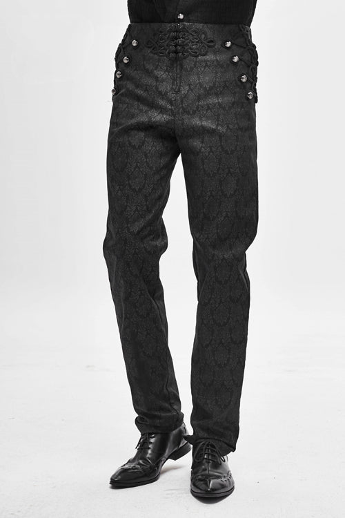 Black Party Up Fancy Patterned Gothic Mens Pants