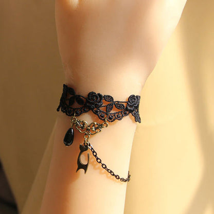 Black Fashion Simple Bride Lace Fringe Female Sweet Bracelet