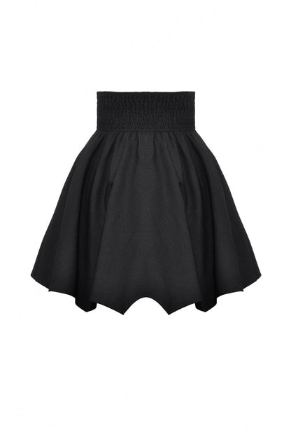 Black High Waisted Batwing Hem Women's Gothic Lolita Short Skirt