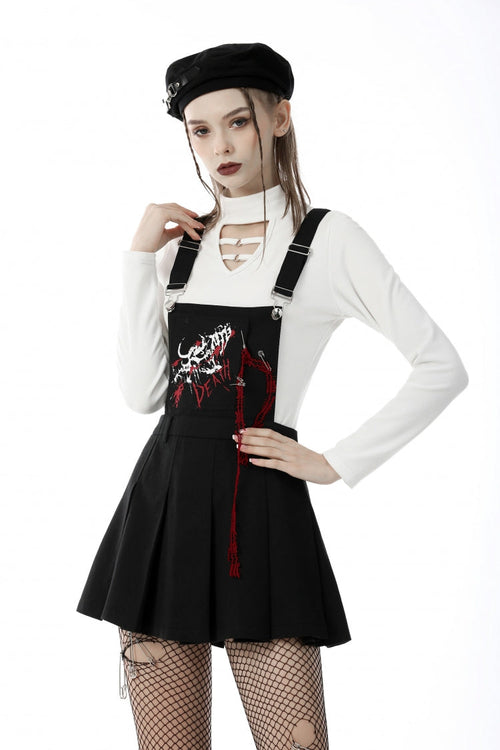 Black Devil Blood Women's Punk Suspender Pleated Skirt