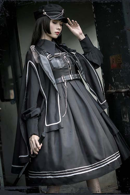 Black Night Owl Handsome Cool Gothic Lolita JSK Dress