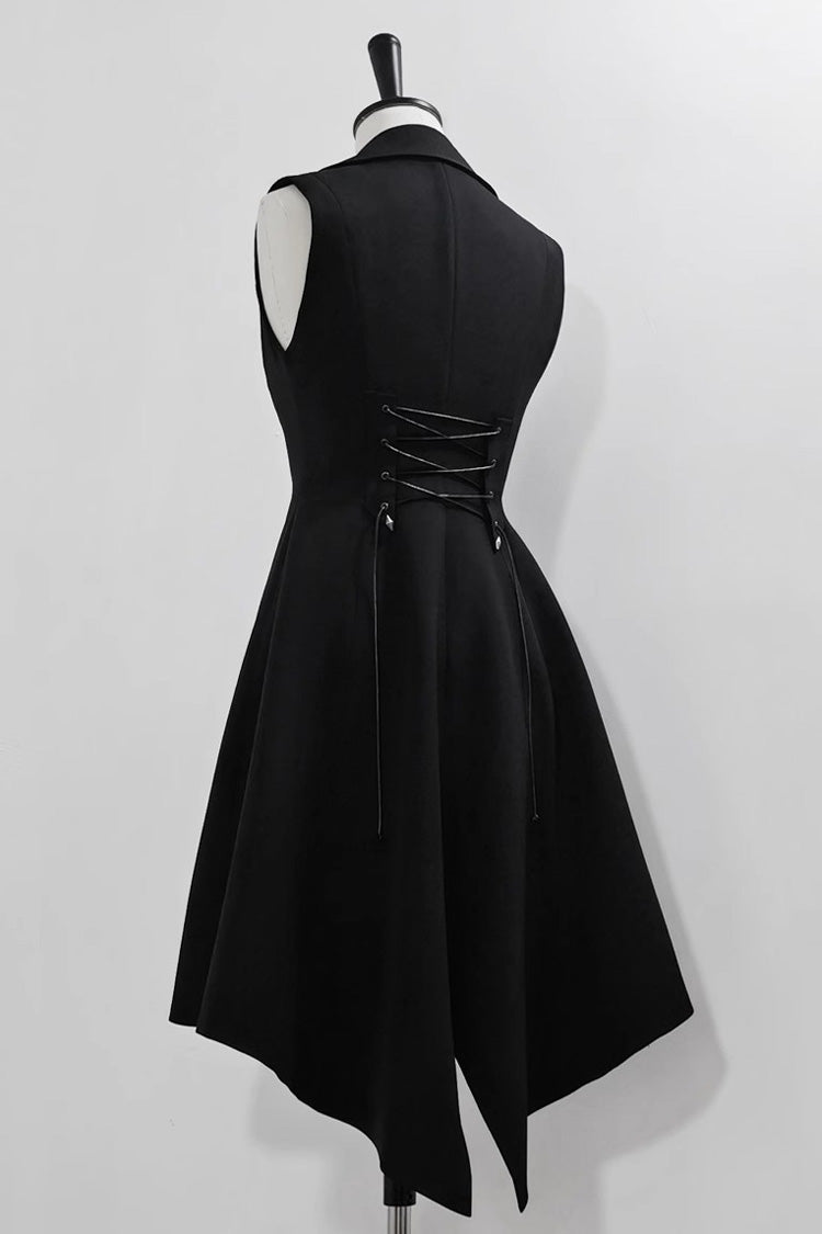 Black Lace-Up Slim Gothic Vintage Prince Ouji Lolita Long Vest