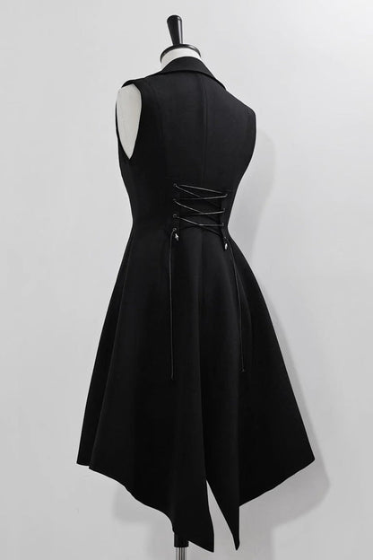 Black Lace-Up Slim Gothic Vintage Prince Ouji Lolita Long Vest