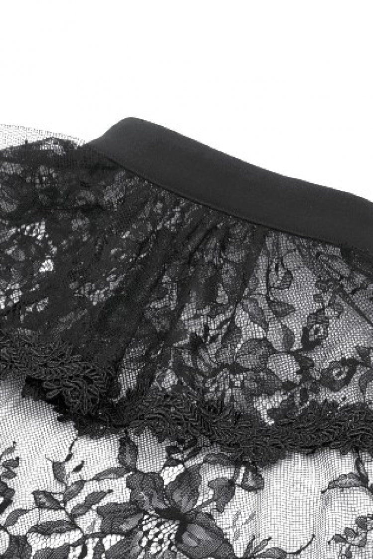 Black Bouble-Breasted Floral Lace Women's Gothic Cape