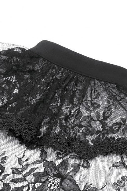 Black Bouble-Breasted Floral Lace Women's Gothic Cape