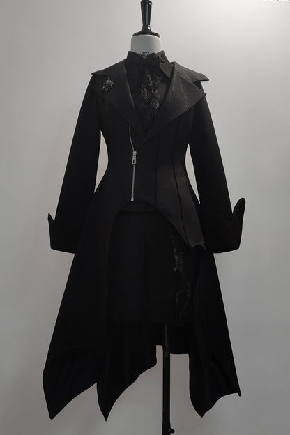 Black Irregular Ouji Fashion Gothic Vintage Handsome Cool Lolita Vest