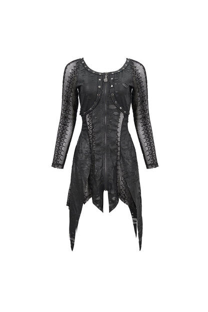 Black Forest Witch Short Irregular Ripped Mesh Women's Gothic Dress