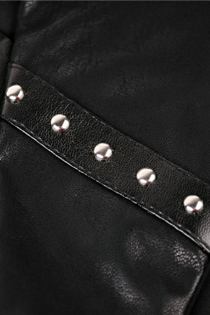 Black Chiffon Sleeveless Cut-Out Chest Irregular Hem Lace-Up Buckled Women's Punk Jacket