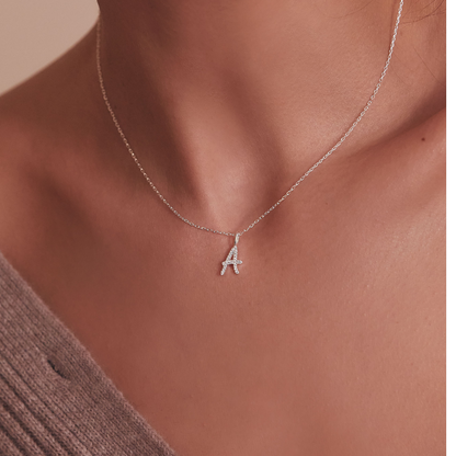 Silver Individual Diamond Style Curve Initial Charm