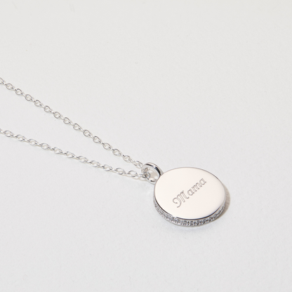 Silver Small Diamond Style Disc Necklace