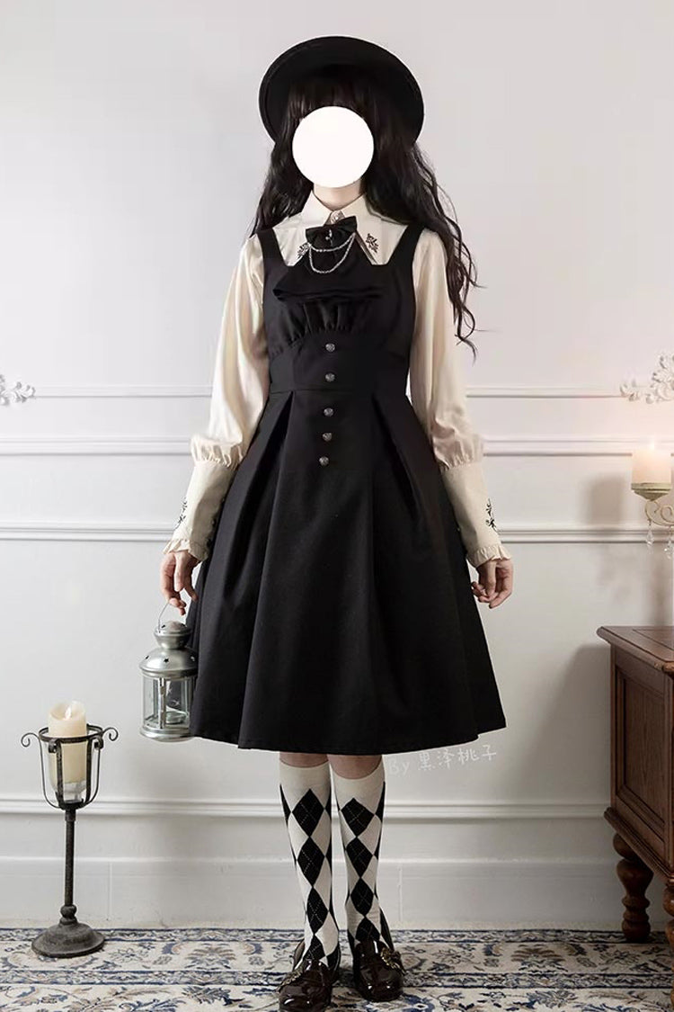 Black Night Raven Magic Metal buttons Gothic Lolita Dress