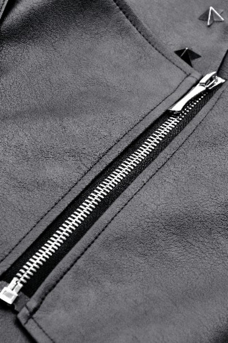 Black Faux Leather Straps Zippered Women's Punk Short Skirt
