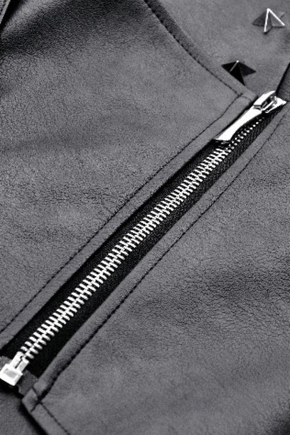 Black Faux Leather Straps Zippered Women's Punk Short Skirt