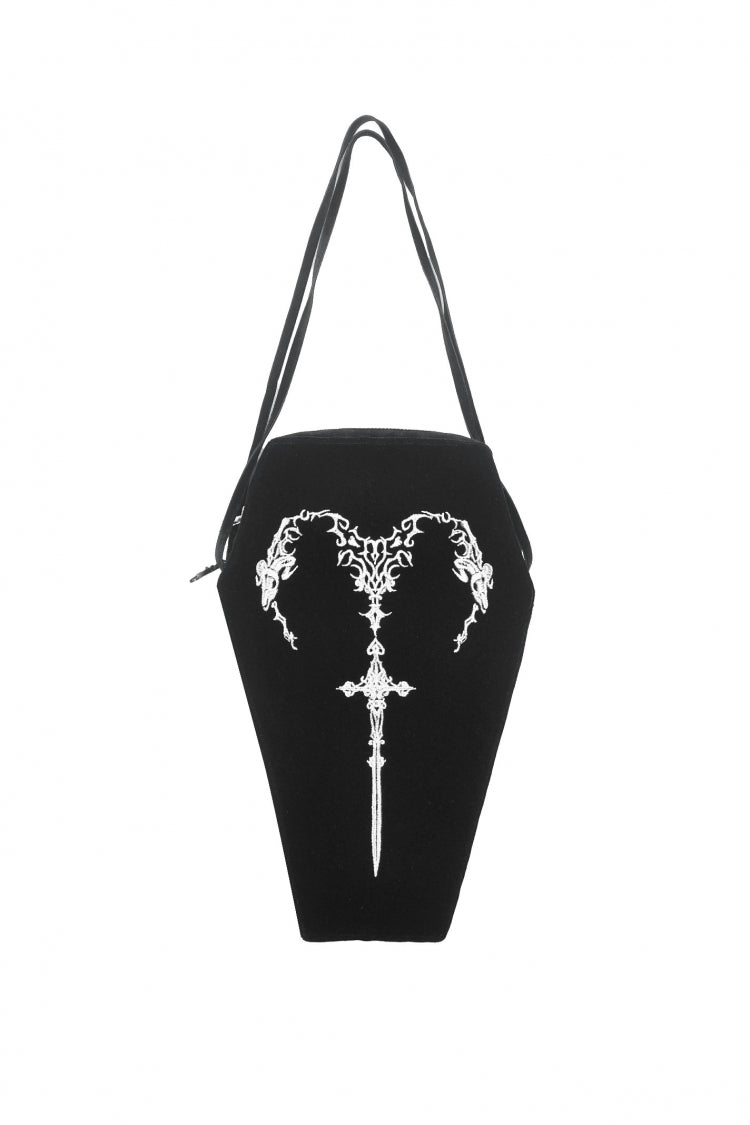 Black Horned Embroidered Women's Gothic Bag