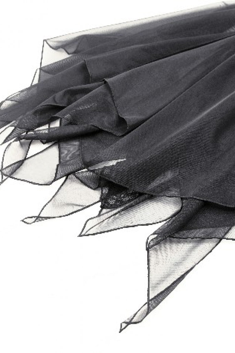 Black Lace-Up Mesh Spliced Lace Women's Gothic Fishtailed Skirt