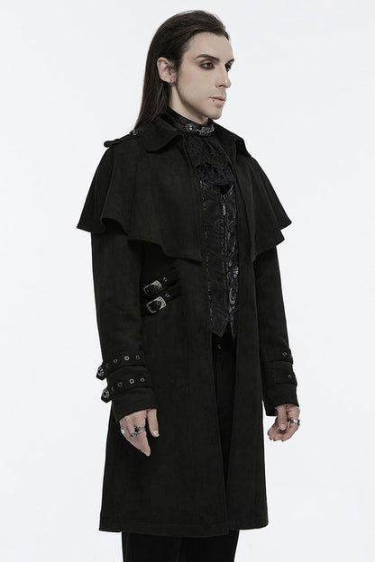 Black Long Sleeves Buckle Eyelets Men's Gothic Jacket