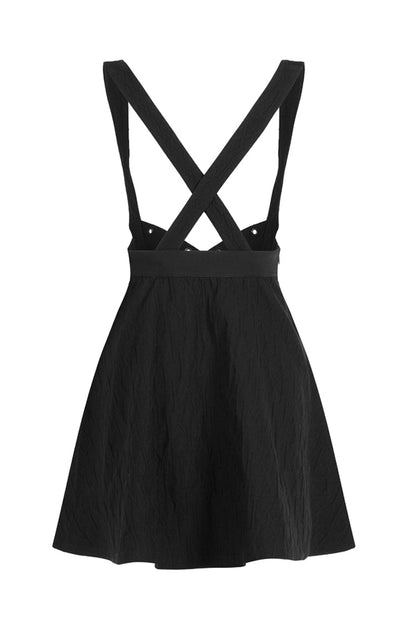 Black Future Series Metal Buttonhole Decoration Collect Waist Swing Hem Cat Ear Women's Gothic Skirt