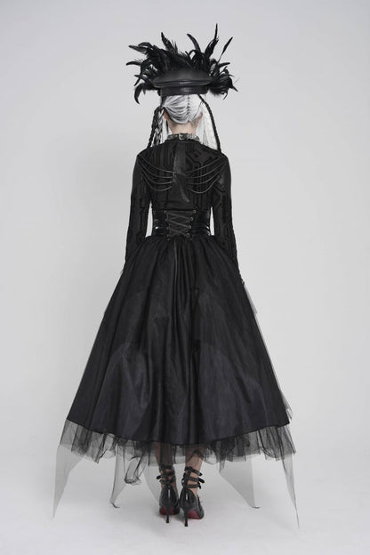 Black Lace-Up Slim Irregular Zippered Women's Punk Corset