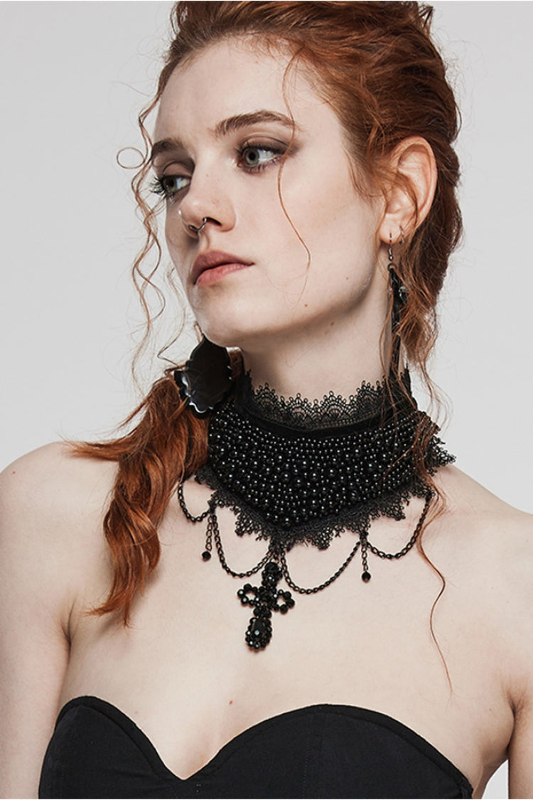 Black Cross Bead Women's Gorgeous Gothic Choker