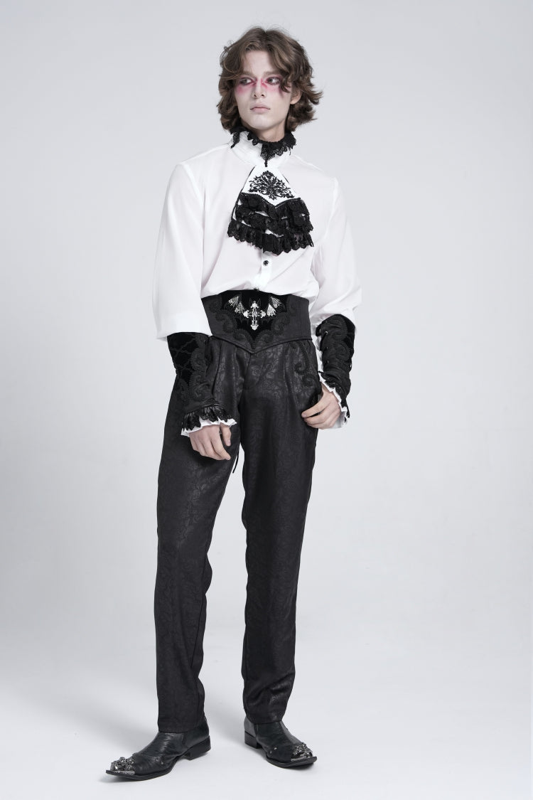 Black Embroidered Lace-Up Men's Gothic Accessory  Bat Embroidered Girdle
