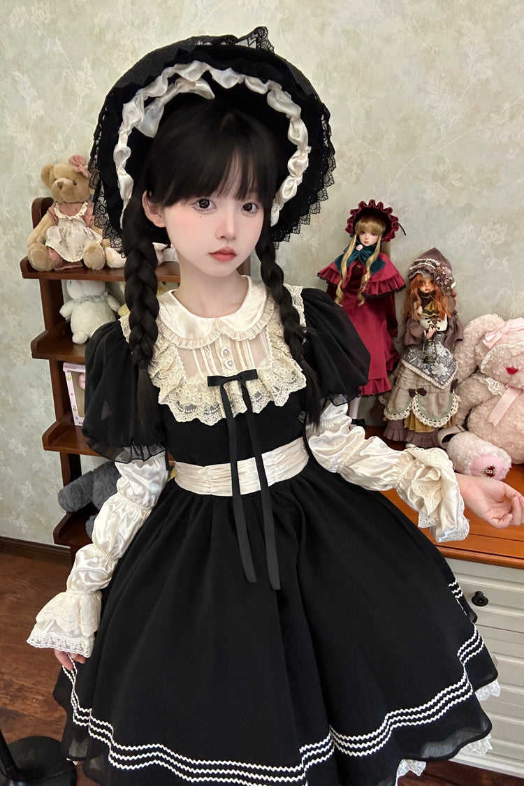 Black Doll Collar Short Sleeves Lace Daily Sweet Elegant Princess Lolita Dress