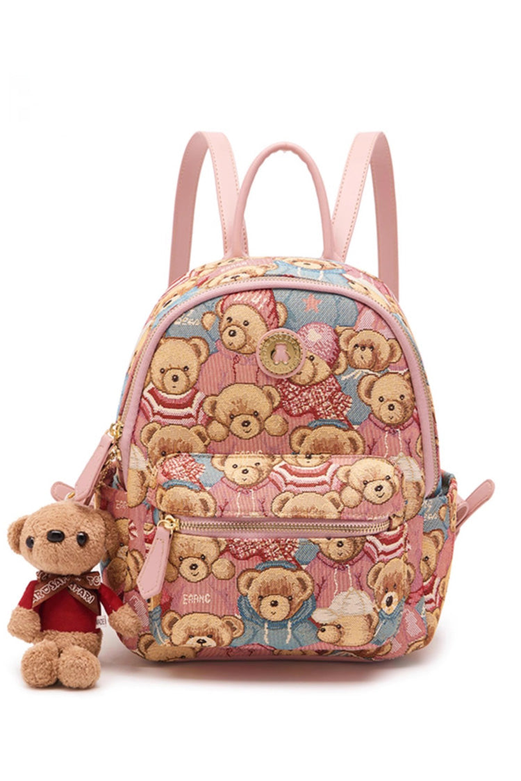 Bear Print College Style Sweet Lolita Backpack 3 Colors